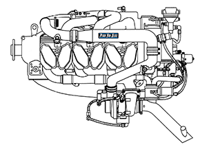 Continental TSIO-520 Aircraft Engine Line Art