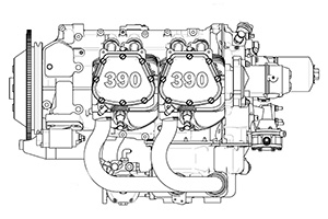 Lycoming 390 Aircraft Engine Line Art